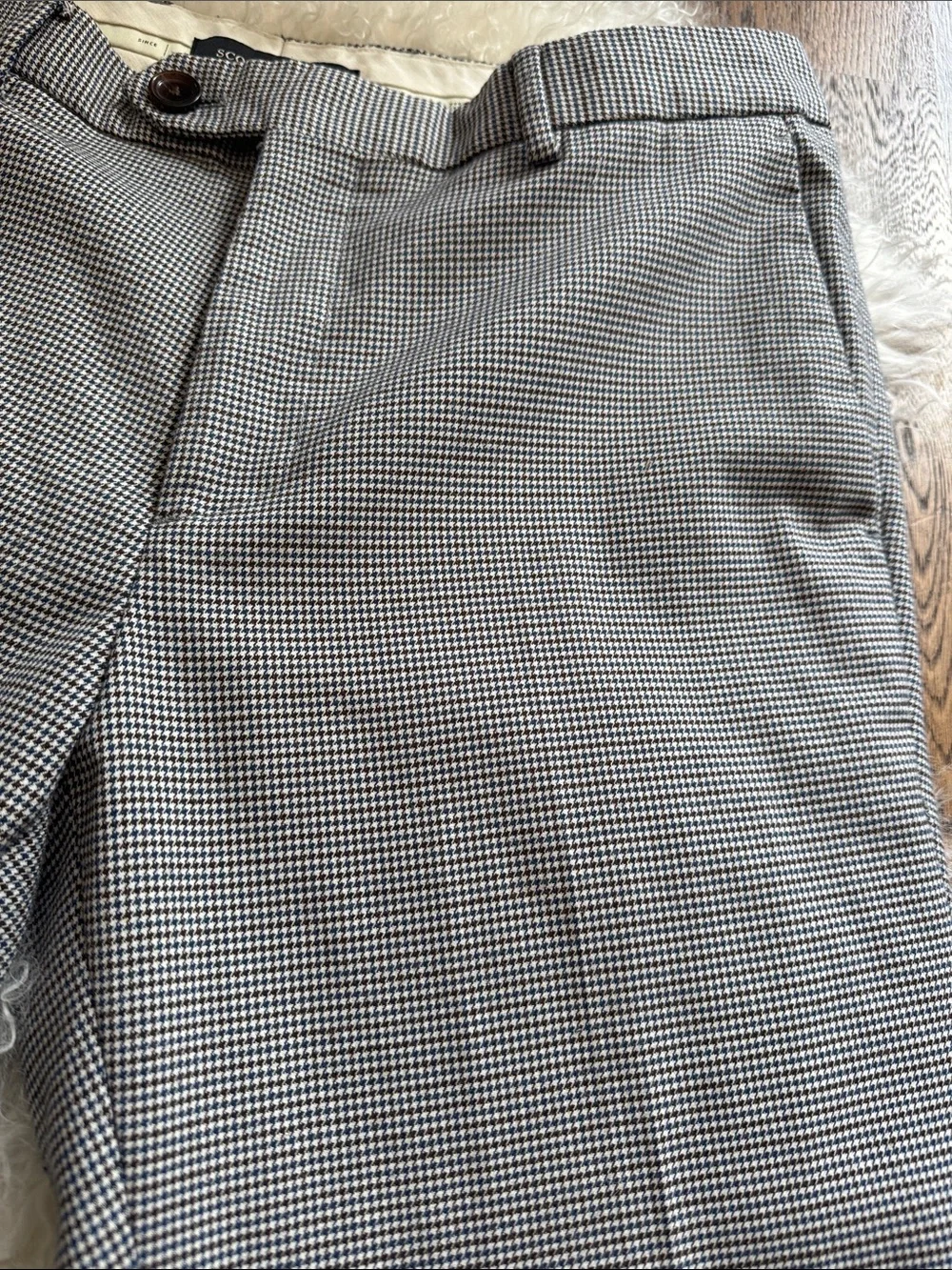 Scotch & Soda Dress Pants, Light Gray Houndstooth, sz 31/32, excellent condition